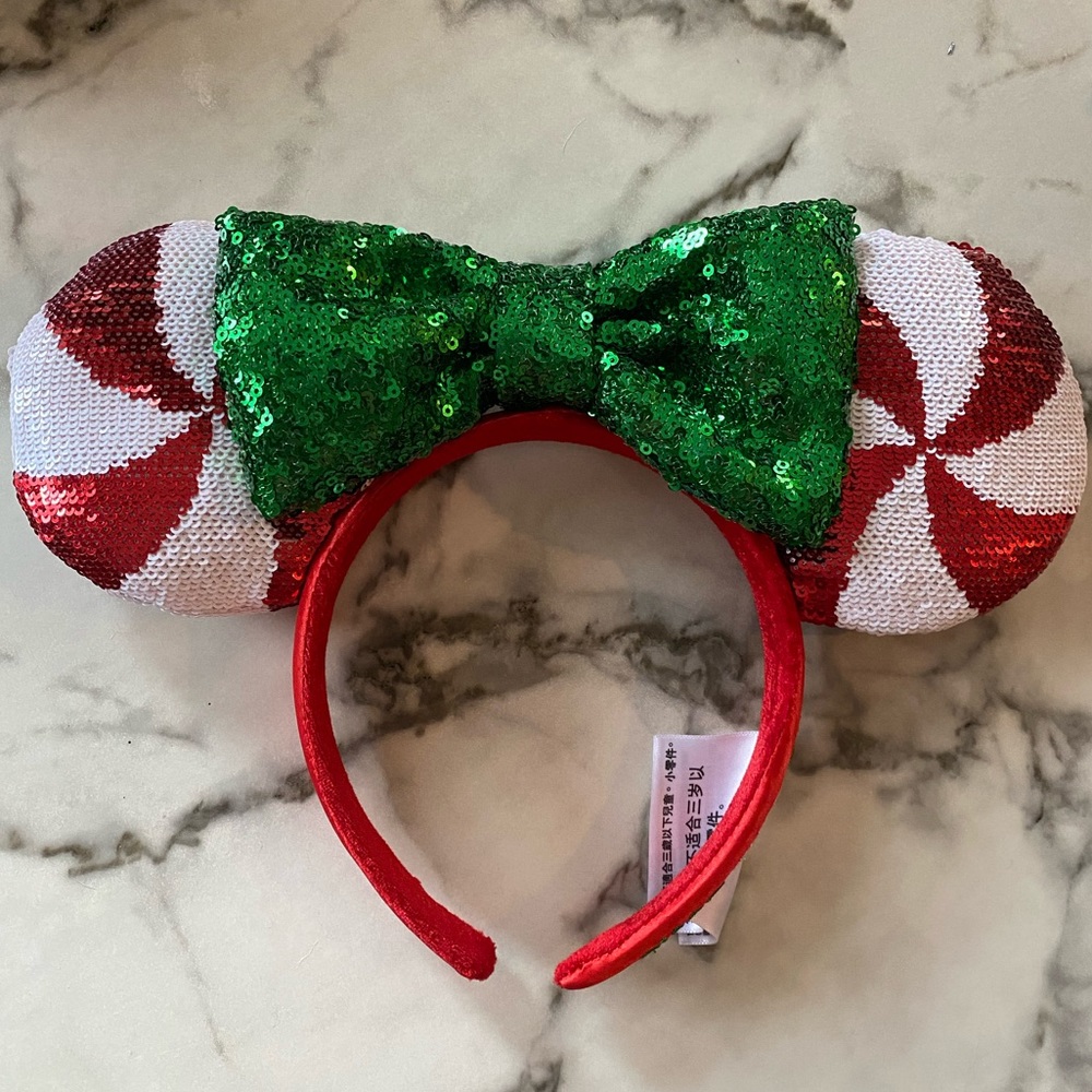 Red, Green, and White “Candy Cane Cutie” Mickey Ears